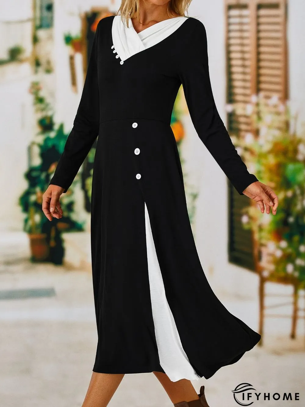 Color Block Asymmetrical Casual Dress | IFYHOME