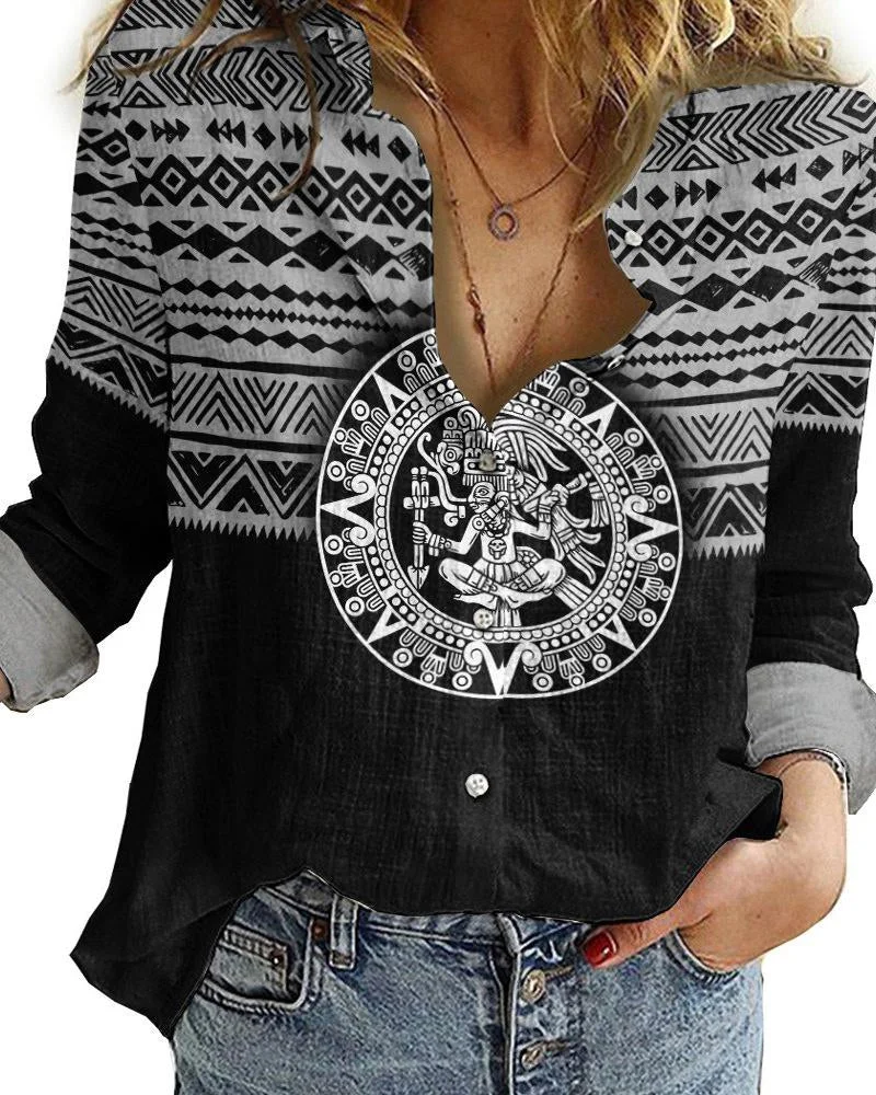 Women's casual printed shirt-120228