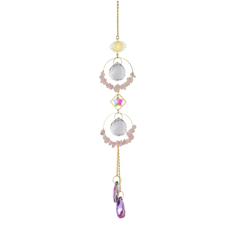 Colorful Diamond Light Prisms Sturdy for Home Garden Window Decor (Pink Round)