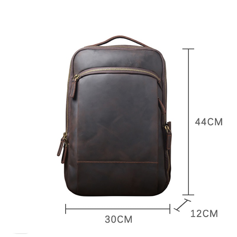 Size of Woosir Leather Laptop Backpack with Trolley Sleeve and Double Compartments