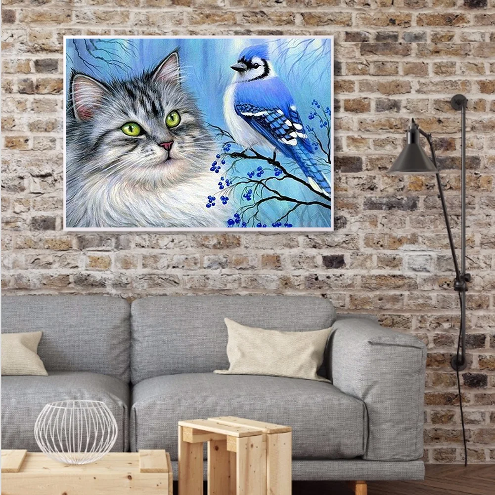 Diamond Painting - Full Round Drill - Cat Bird(40*30cm)