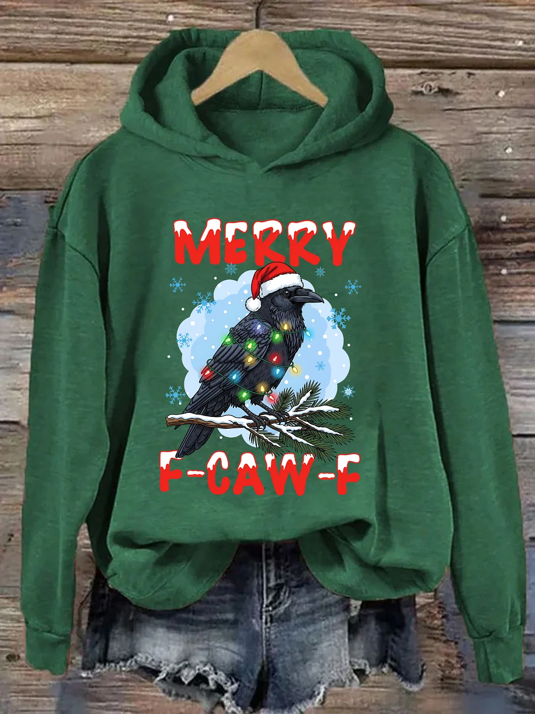 Merry Christmas F-Caw-F Crow Hoodie