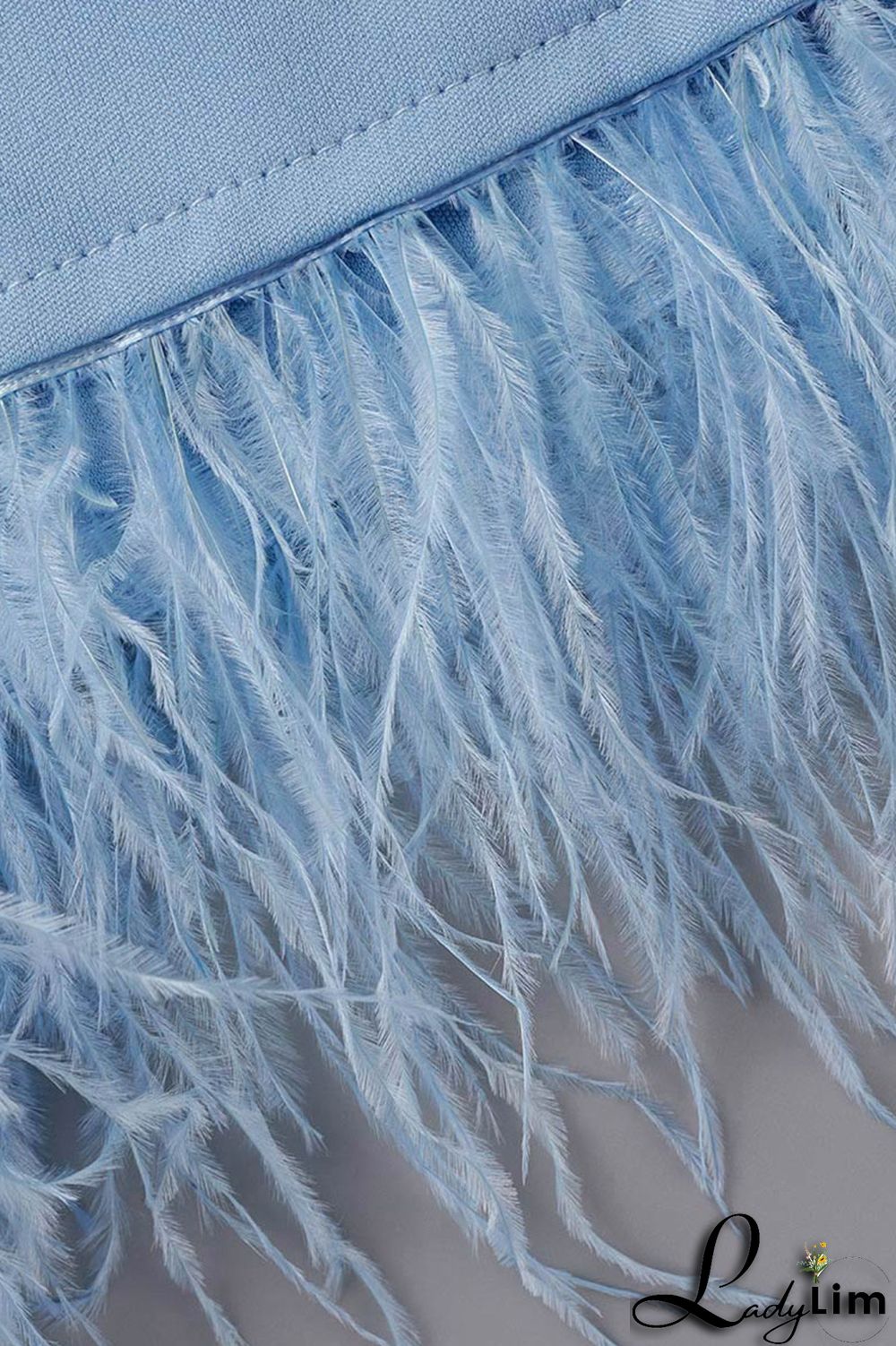 Cyan Fashion Casual Solid Patchwork Feathers O Neck Sleeveless Two Pieces