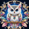 5D bricolage partiel forme sp&eacute;ciale foret diamant peinture kit hibou d&eacute;coration 30x30cm