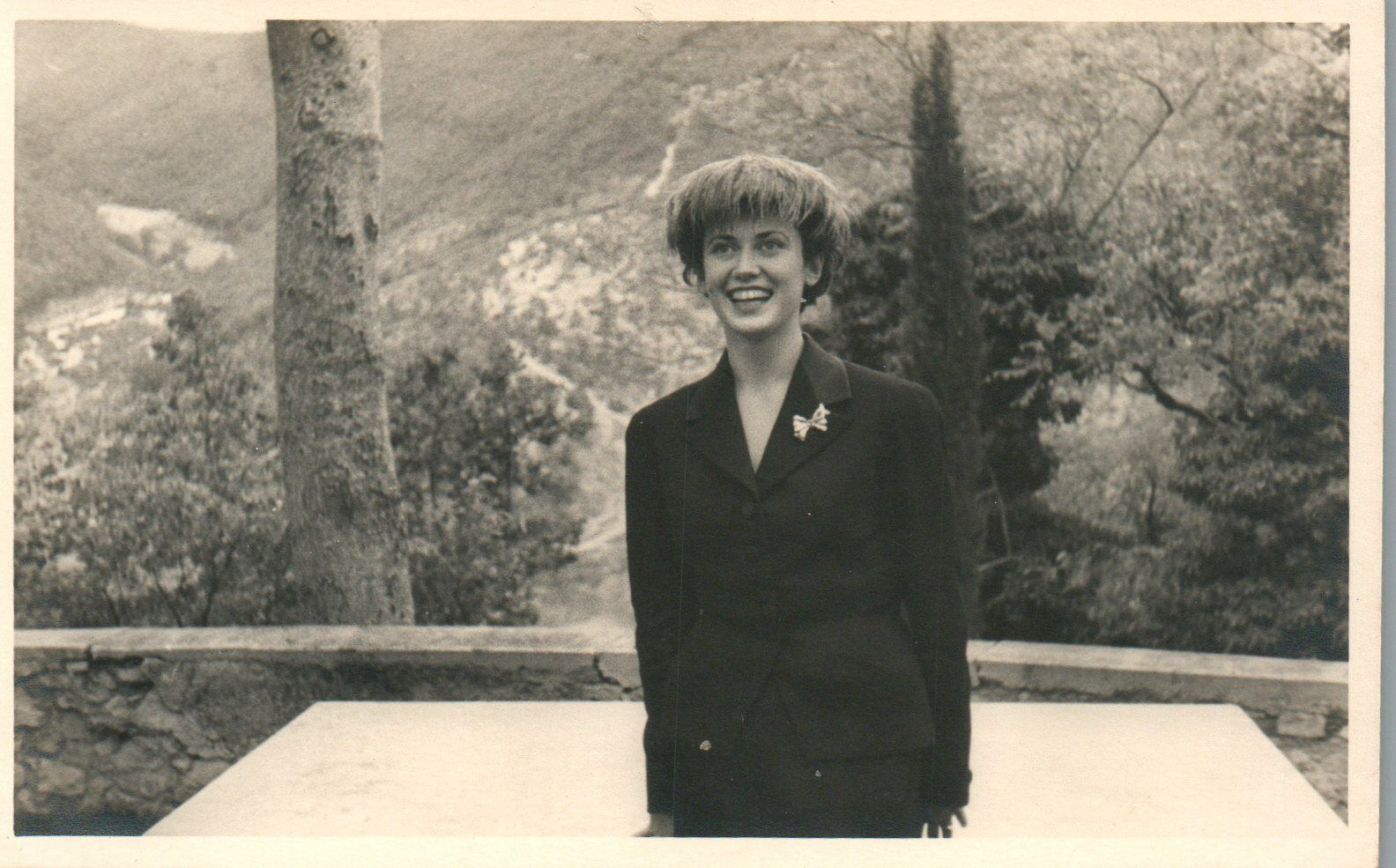 1940's Young Beautiful Girl Smiling Posing Outdoors RPPC Real Photo Poster painting Postcard