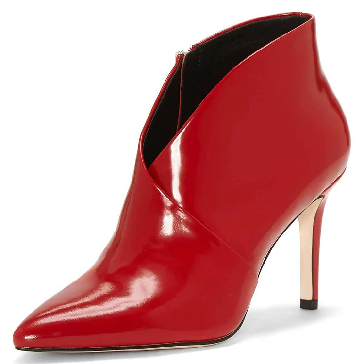 Red Pointy Toe Stiletto Heel Ankle Boots |FSJ Shoes