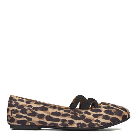 Brown Leopard-Print Suede Round Toe Flats Vdcoo