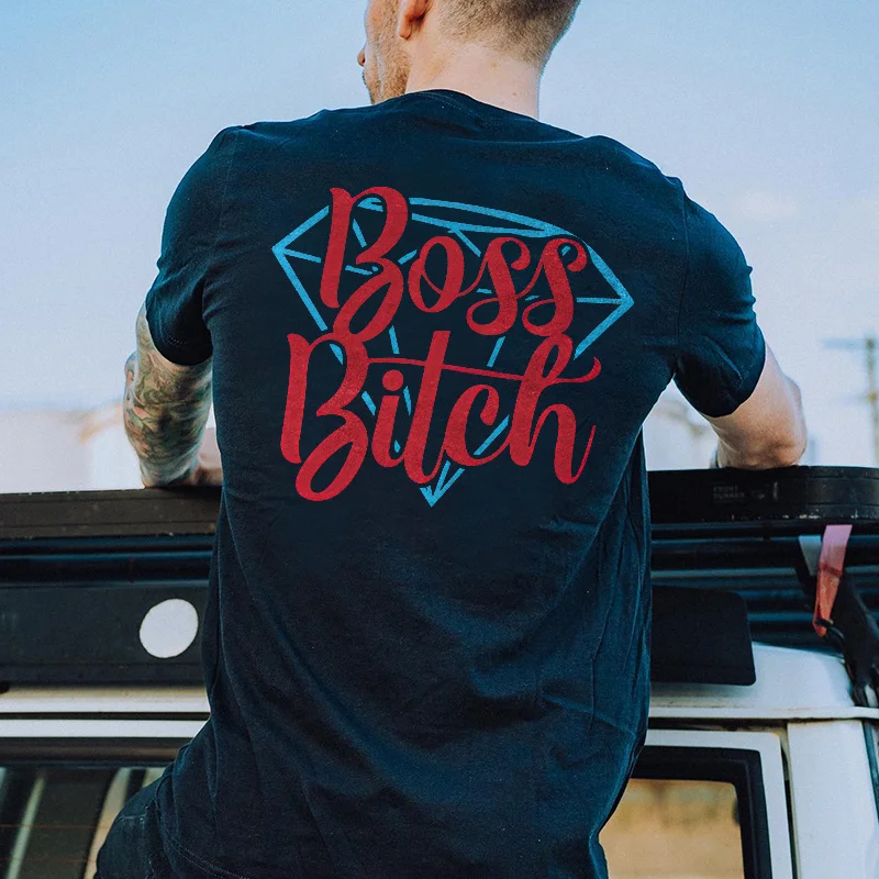 Boss Bitch Print Men's T-shirt -  UPRANDY