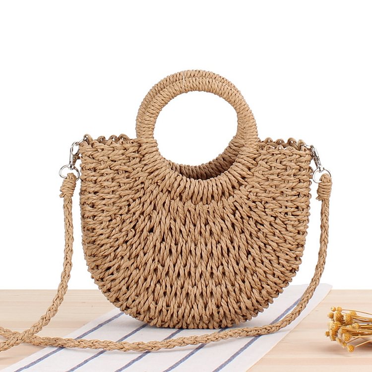 Woven Satchel Bag With Ring Handle