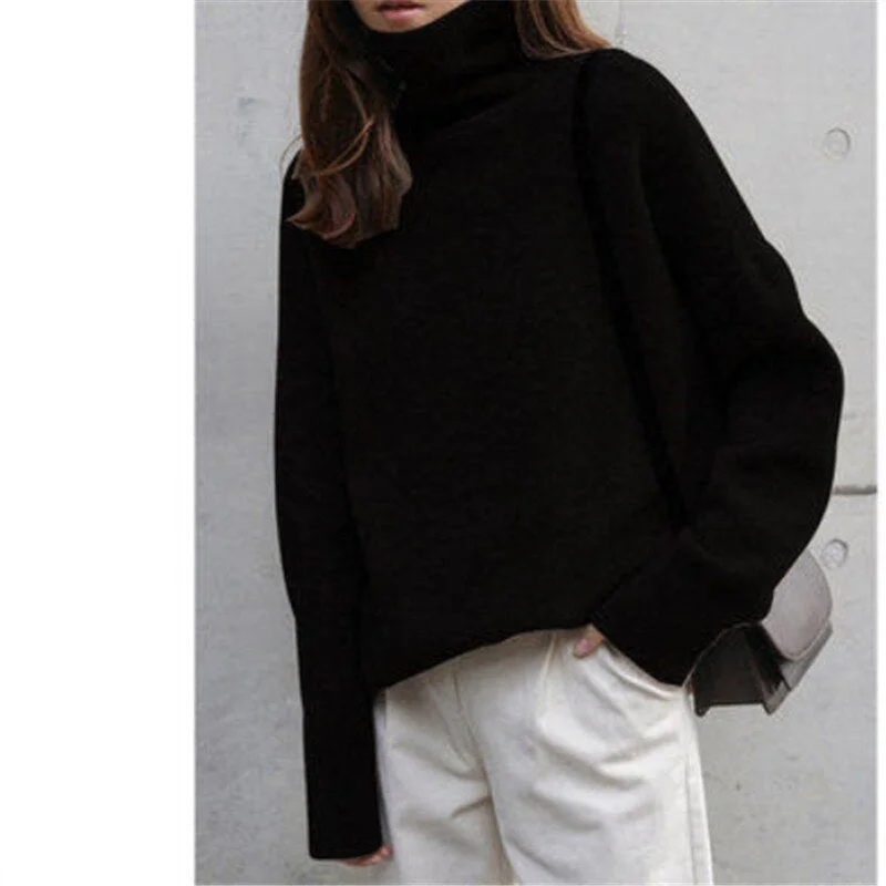 New Women Sweater Pullover Female Knitting Overszie Sweaters Long Sleeve Girls Loose Elegant Knitted Thick Outerwear Plus Size