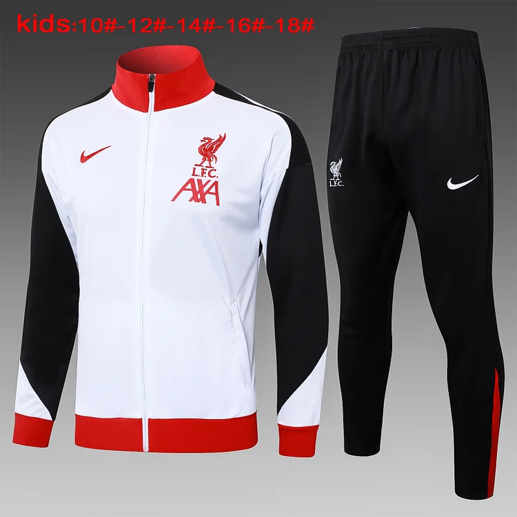 Kids Liverpool 2024/2025 Long Pull Tracksuit White