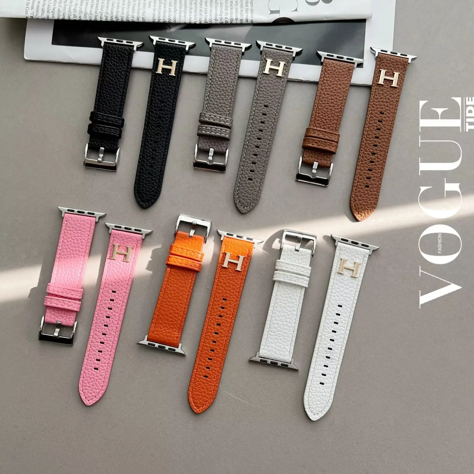 Herm&egrave;s Genuine Leather Apple Watch H-label Replacement Strap iWatch Band