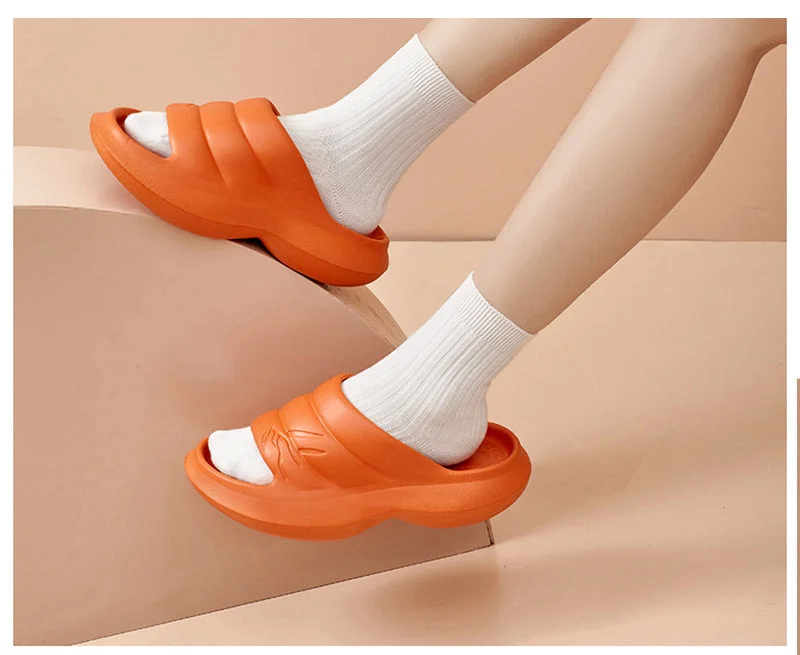 Vstacam  New Summer Fashion Couple Slippers Solid Color Casual Home Mens Slipper Shoes Eva Fish Mouth Womens Beach Slides Shoes Bathroom