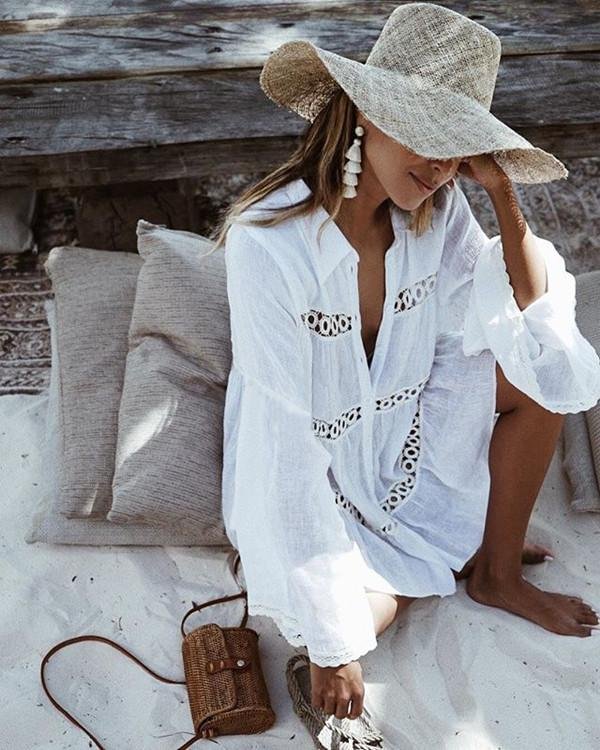 Shirt Type Trumpet Sleeve Beach Blouse Sun Protection Dress - Chicaggo