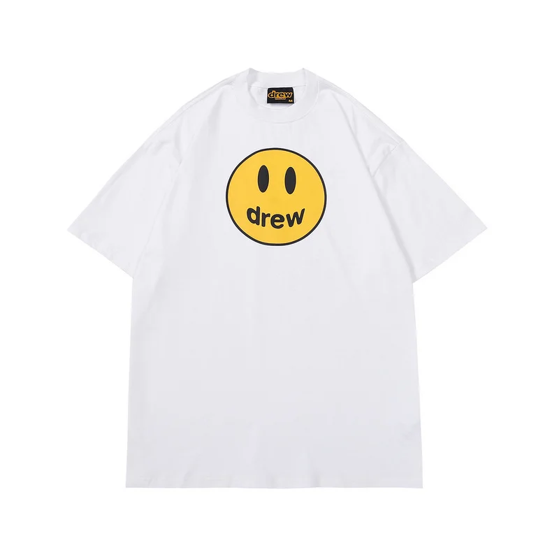 Drew Smiling Face Printed Unisex Couple Casual Loose Short Sleeved T-shirt