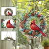Diamond Painting Cardinal Wreath Hanging Sign for Wall Door Decor