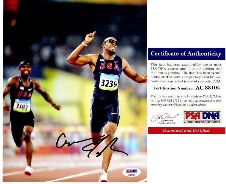 Angelo Taylor Signed Olympic Track & Field 8x10 Photo Poster painting - GOLD MEDALIST - PSA/DNA