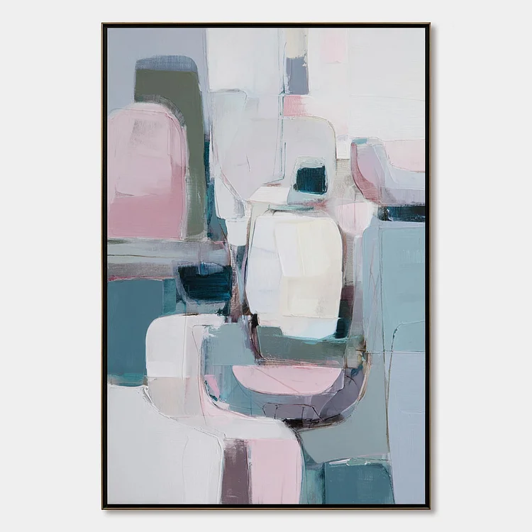 MORNING BLUSH: Soft Contemporary Abstract Block Painting（Canvas painting）