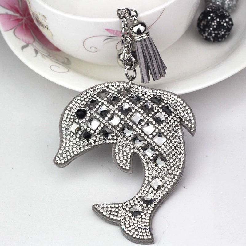 Cute Dolphin Flannel Diamond Women’s Keychain