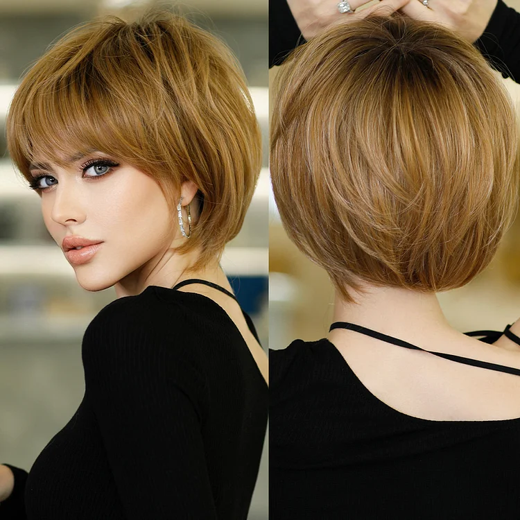 Ins Hot Women's Short Curly Blonde Brown Hair For Everyday Use