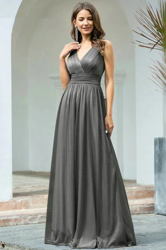 Luluslly Navy Stunning V-Neck Sleeveless Long Evening Prom Dress