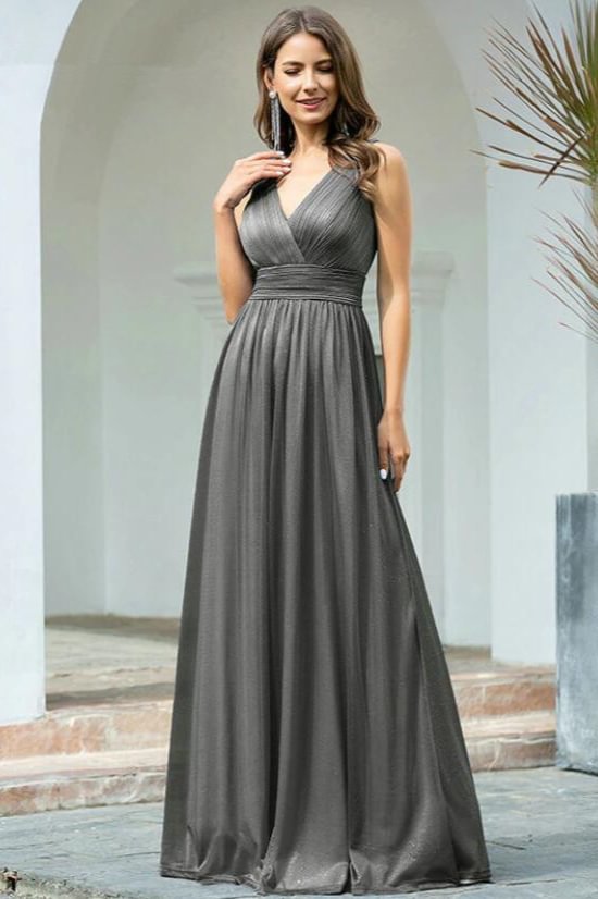 Navy Stunning V-Neck Sleeveless Long Evening Prom Dress - lulusllly