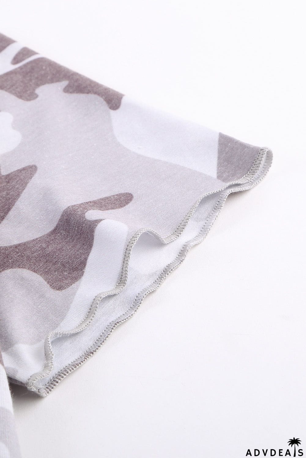 Women's Gray Camouflage Print Short Sleeve Tee