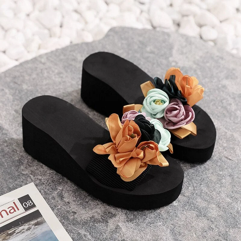 2021  Women Bow Summer Sandals Slipper Indoor Outdoor Flip-flops Beach Shoes New Fashion Female Casual flower Slipper gift