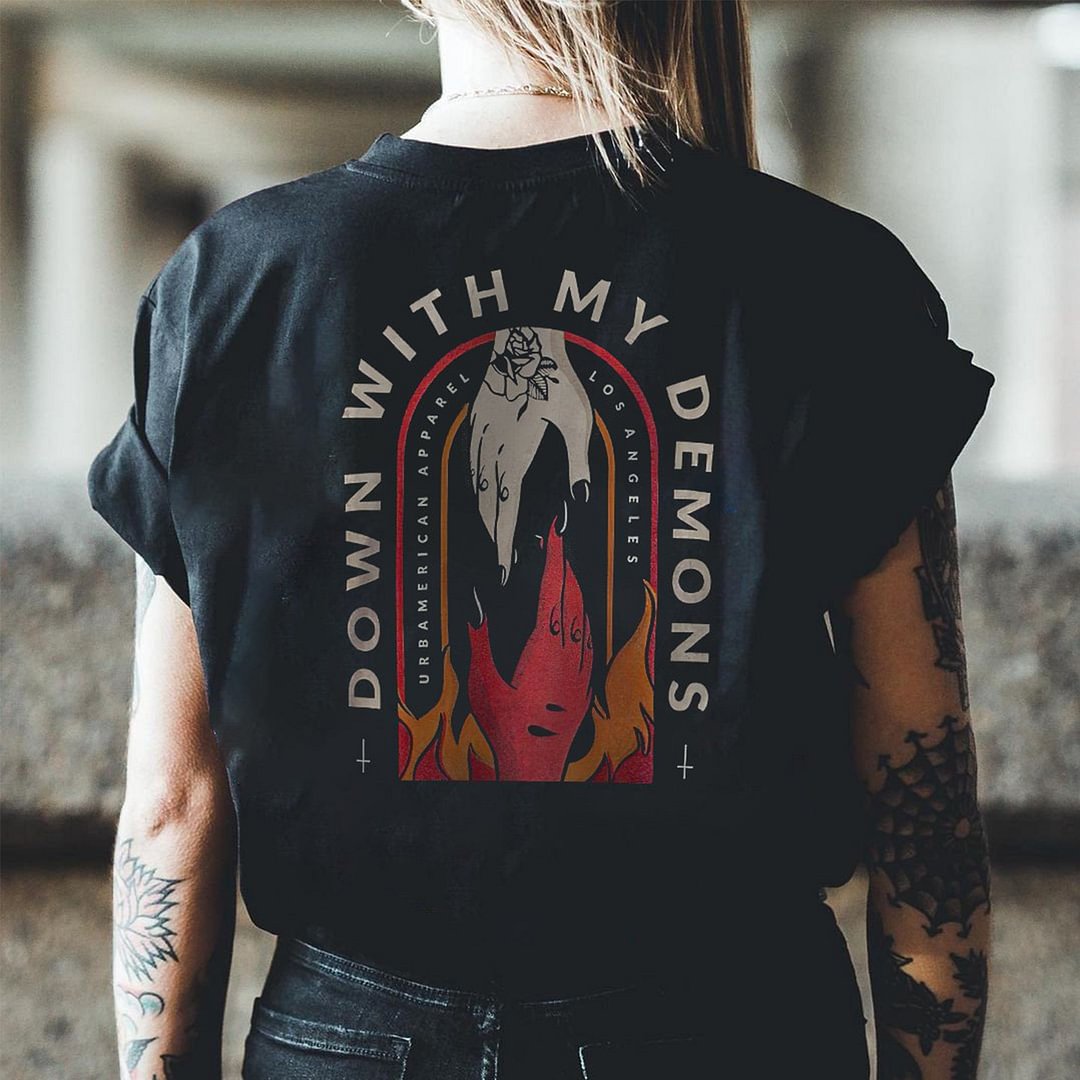 Minnieskull Down With My Demons Graphic Designer T-Shirt - Minnieskull
