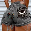 Women's Super High Waist Denim Ripped Shorts Love Wins Sexy Hot Pants Shorts by Inlyline