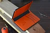 8 Pocket Black Shell Cordovan And Orange Italian Buttero Leather Bifold Card Holder. Minimalist Vertikal Wallet. Front Pocket Wallet.