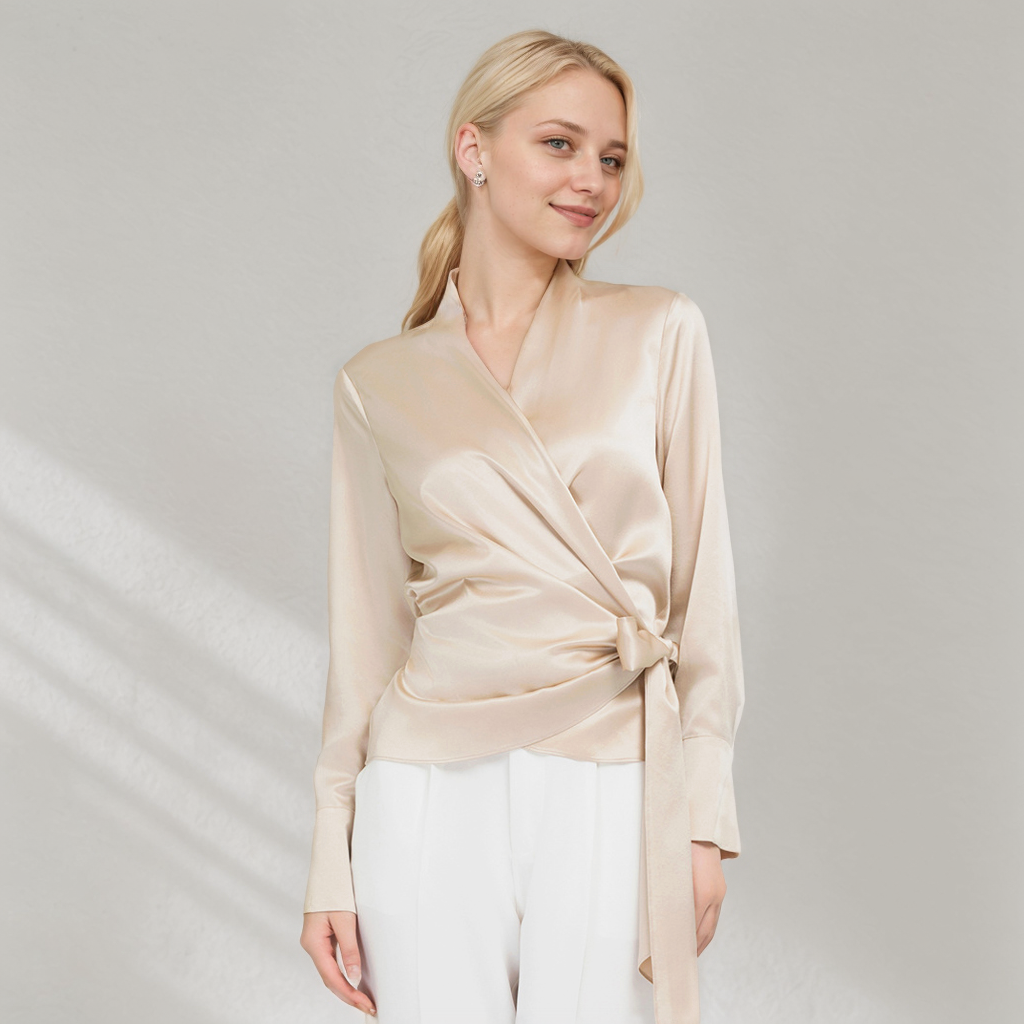 Women's Waist Strap Silk Blouse REAL SILK LIFE