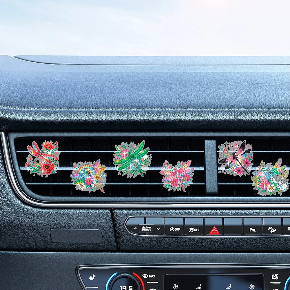 6Pcs Dragonfly Diamond Painting Car Air Vent Clips Car Decor for Women Girls