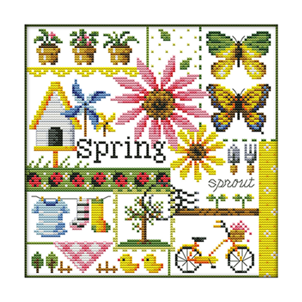 Four Seasons Spring Partial 14CT Counted Canvas(26*26cm) Cross Stitch