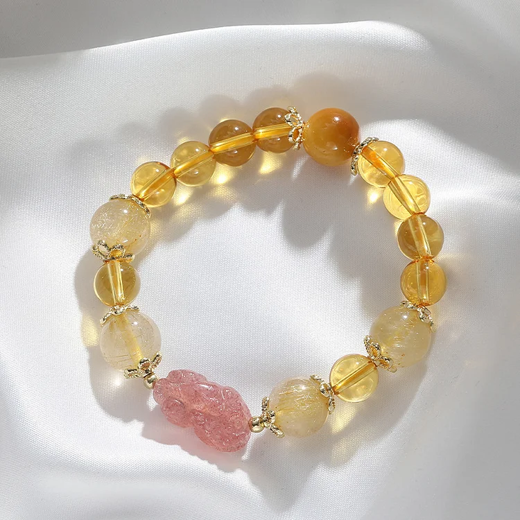 Citrine Strawberry Quartz Pixiu Bracelet KERENTILA