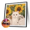 Diamond Painting -DIY Round Partial AB Drill Sunflowers Cat(45x45cm)