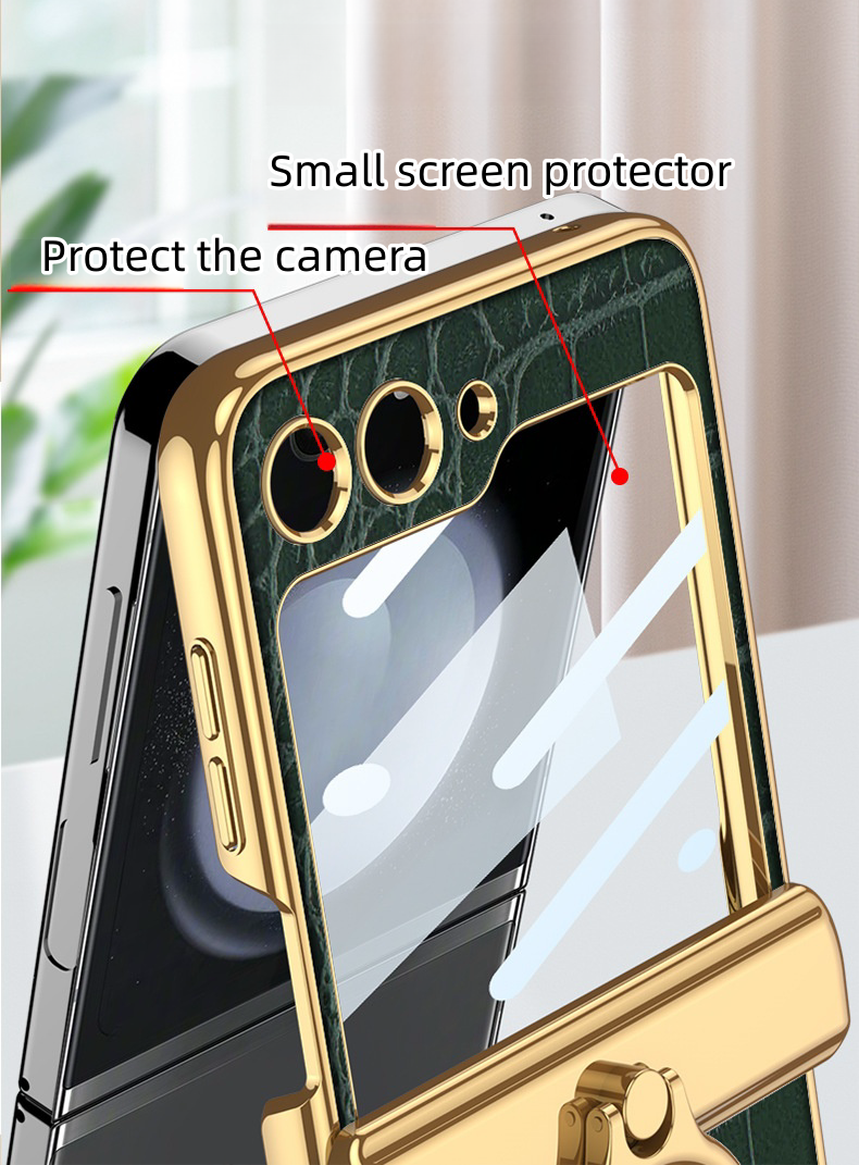 Suitable for Samsung Zfilp5/4/3 Leather Stand Ring Phone Case