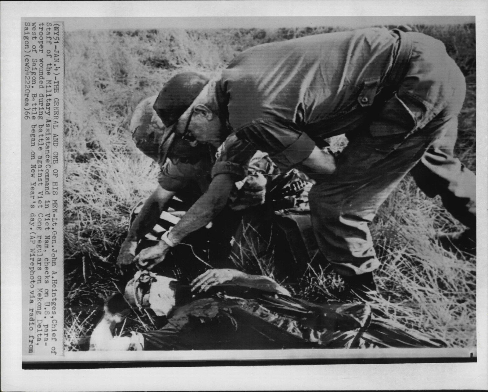 1965 Vietnam, US Army General and his Wounded Press Photo Poster painting