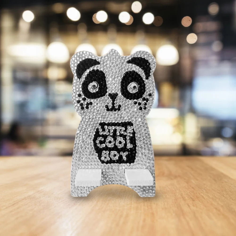 DIY Mobile Phone Holder Rhinestone Resin Bracket Desktop Decor (Panda)