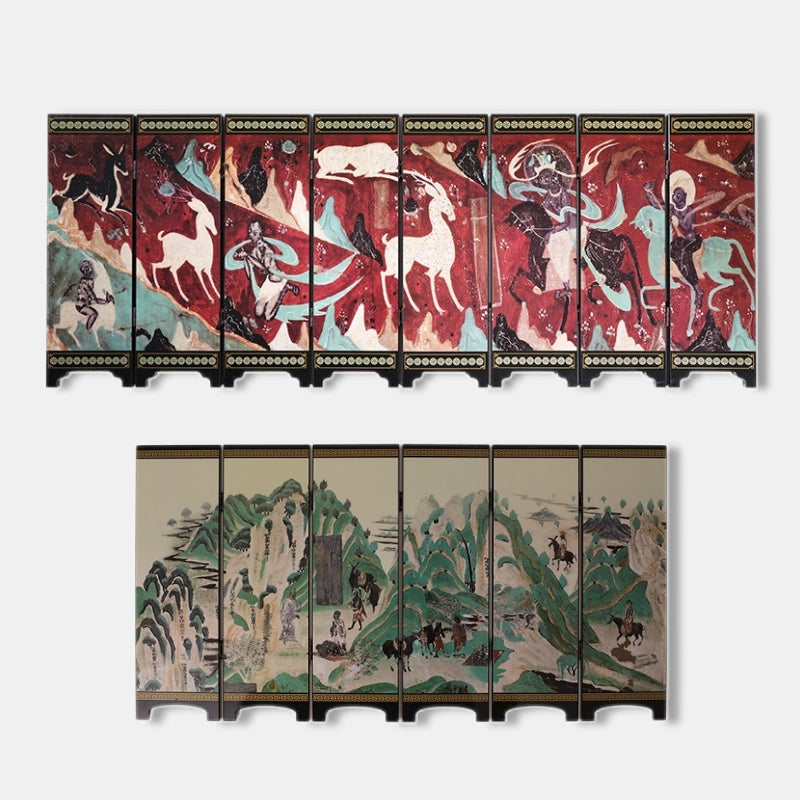 Dunhuang Mural Folding Screen Desktop Decoration Deer King Jataka Green Hills and Clear Waters Chinese Style Gift