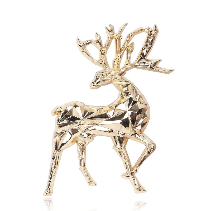 New Three-dimensional Deer Brooch Golden Christmas Deer Animal Men's Corsage Women's Clothing Accessories Korean