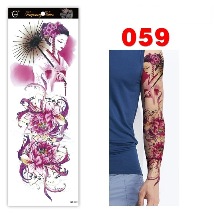 Full Arm Series Temporary Tattoo Full Arm Tattoo Sticker Lasting Waterproof Sweat Flower Arm Full Arm Tattoo Big Picture Sticker
