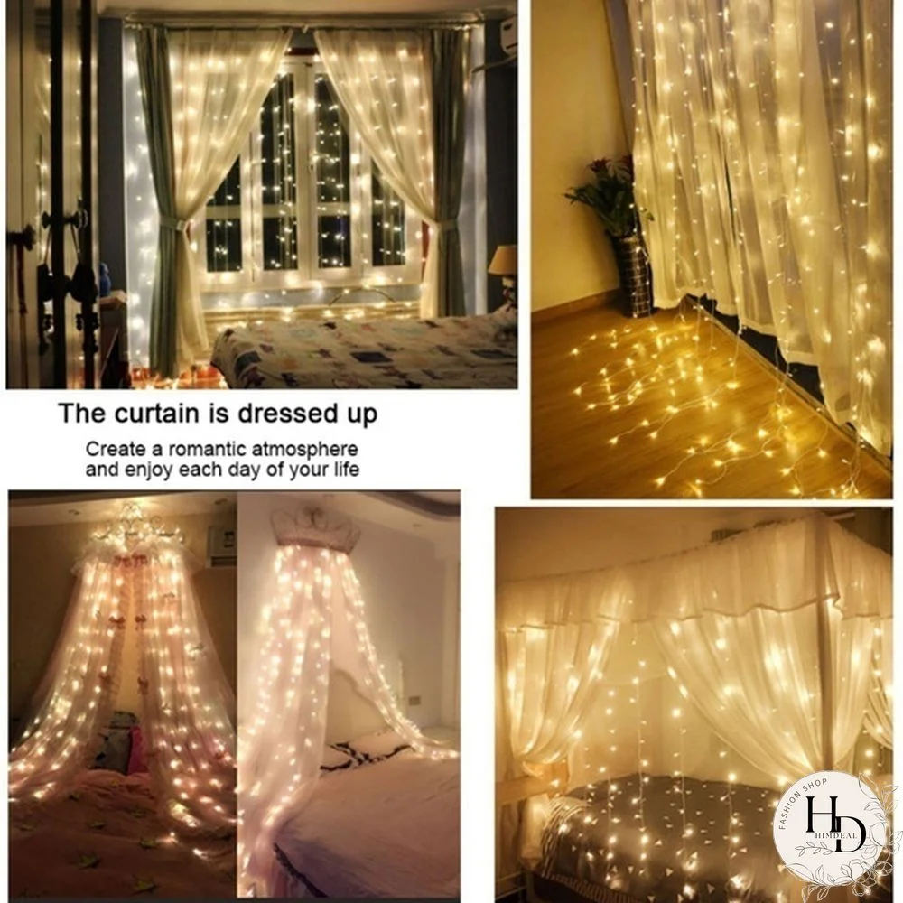 3Mx3M 300 LED Curtain Light Romantic Christmas Wedding Outdoor Decoration Curtain String Light