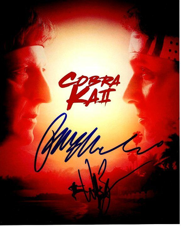 RALPH MACCHIO and WILLIAM ZABKA Signed Autographed COBRA KAI Photo Poster painting