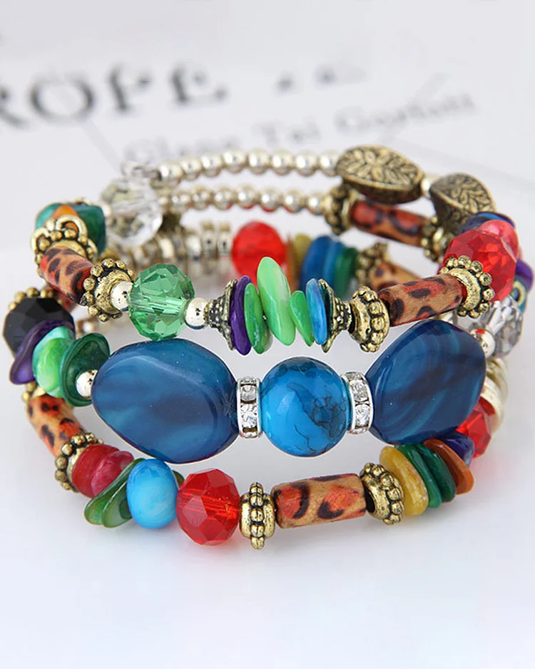 Multilayer Bracelet Ethnic Style Colored Stone Turquoise Shell Bracelet