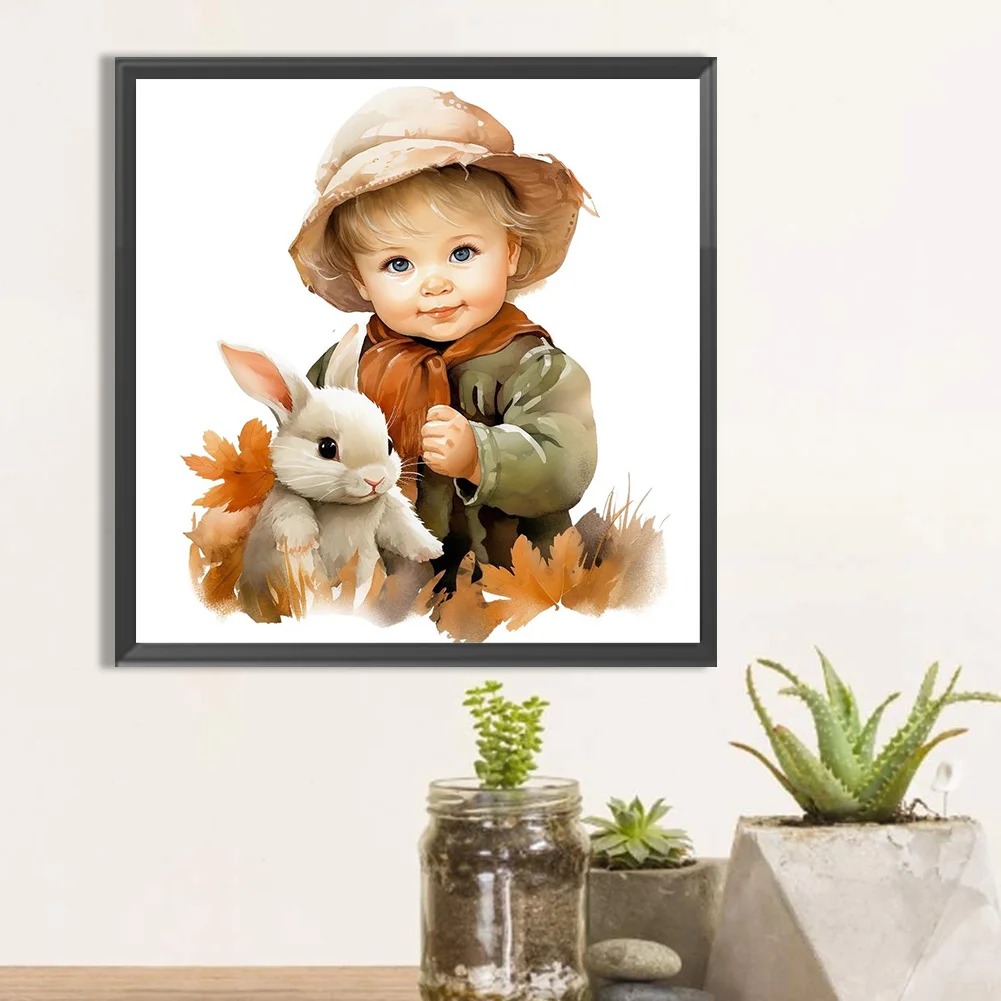 Diamond Painting - Full Round Drill - Harvest Farm Kid(Canvas|40*40cm)