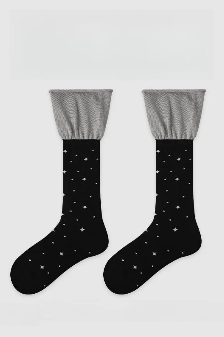 Two Tone Slouchy Letter Printed Socks