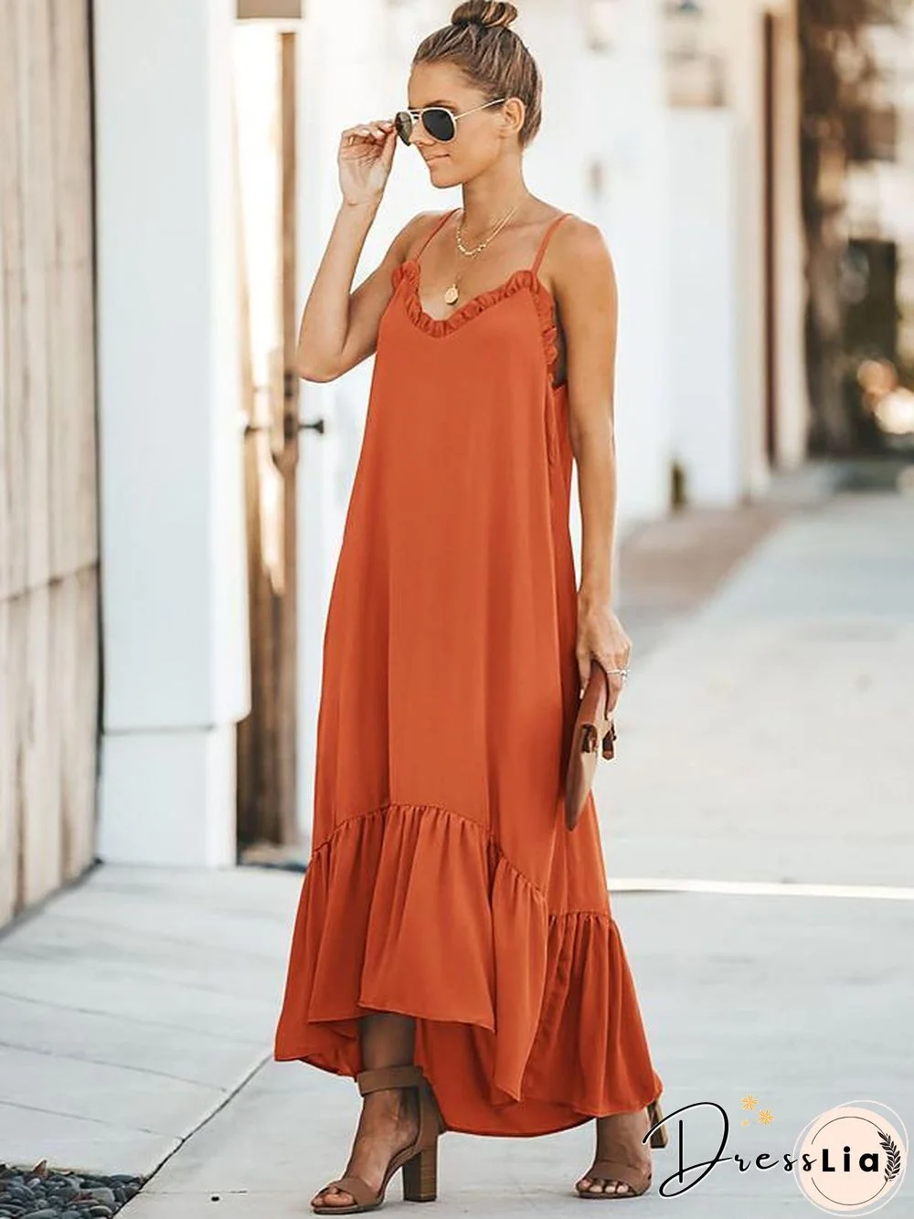 Women's Shift Dress Maxi long Dress Sleeveless Solid Color Ruched Patchwork Summer Casual Black Blue Wine Orange Green S M L XL XXL