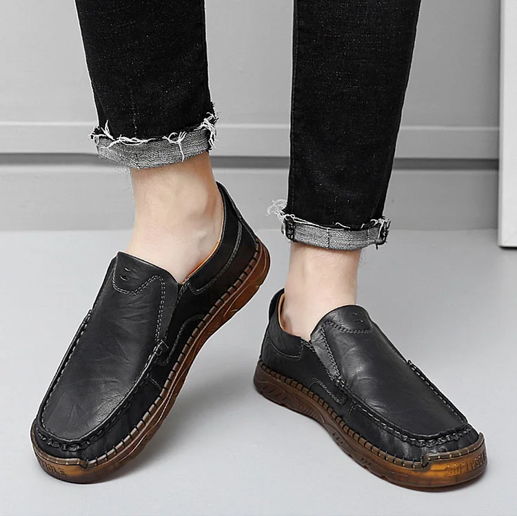 Men Boulevard Italian Leather Classic Slip-Ons Shoes Radinnoo.com