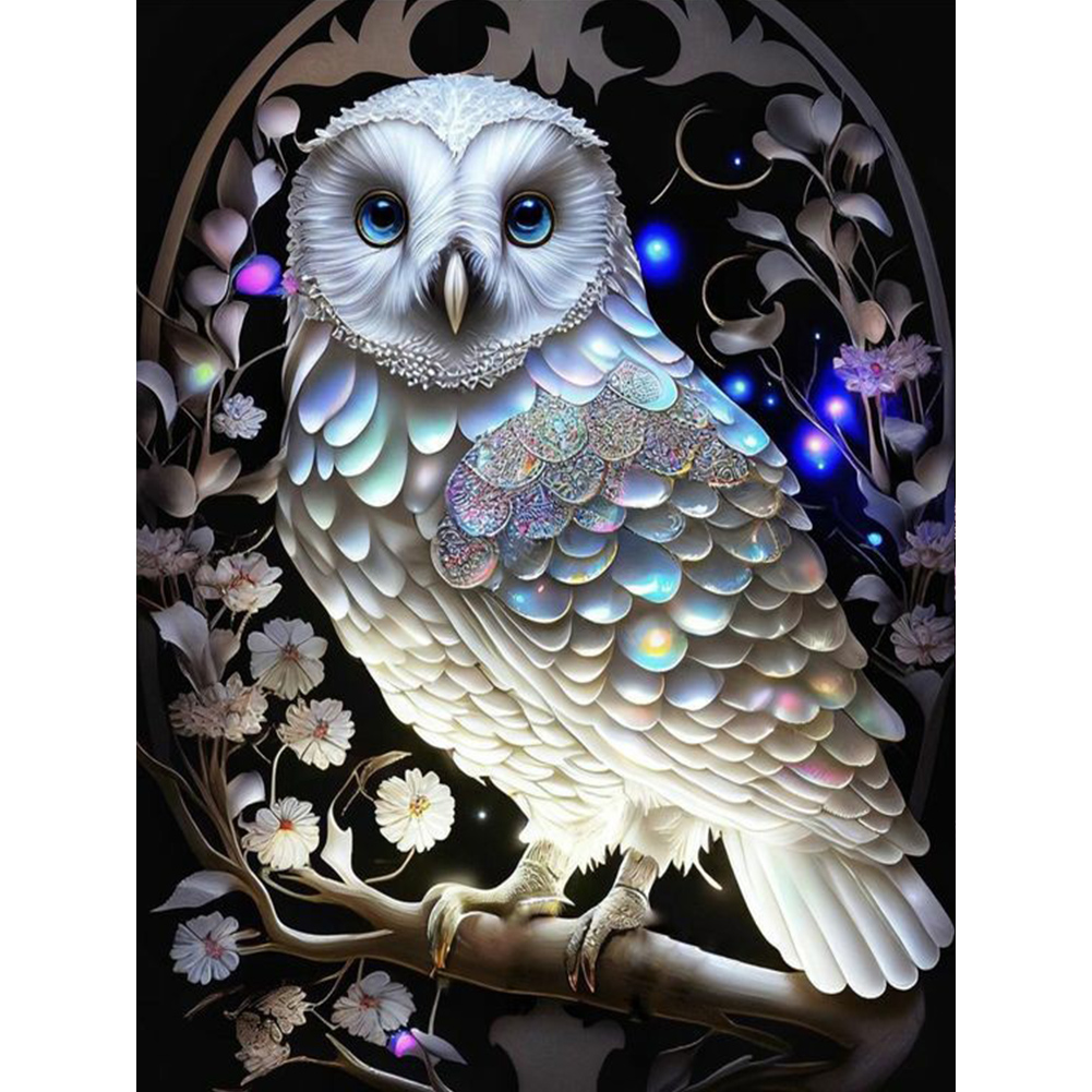 Lighted Owl 30*40cm(canvas) full round drill diamond painting